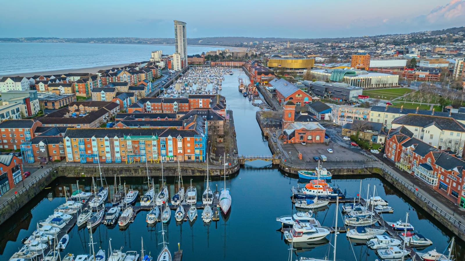 Aerial view of Swansea Marina